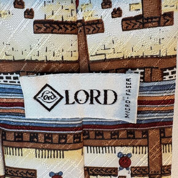 Lord Micro Faser Tie Retro Video Game Geometric Pattern Brown Blue Novelty EUC - Picture 4 of 5
